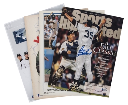 Lot of (5) New York Yankees Memorabilia Including Yearbooks, Magazine & Ticket Stub With 6 Total Signatures (PSA/DNA, Steiner & Beckett)